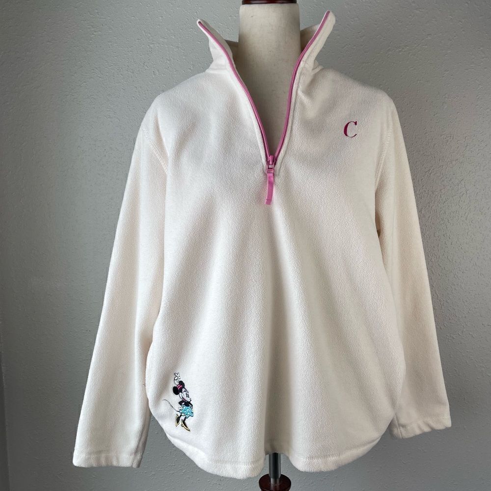Disney Direct Mini Mouse Quarter Zip Pullover Fleece Jacket Size L EUC